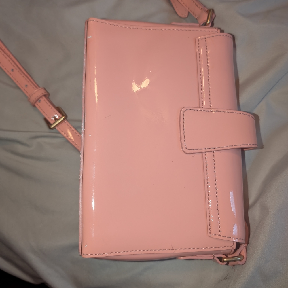 Pink Patent Dooney And Bourke Crossbody Shoulder Bag with Gold Buckle - Picture 6 of 6